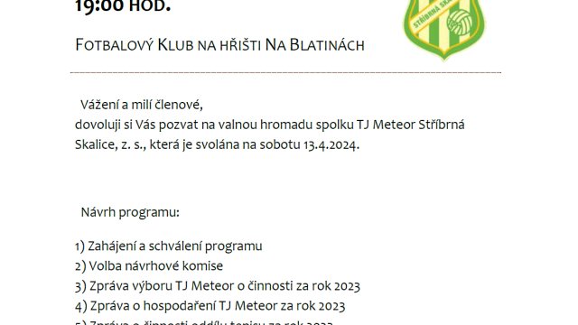 Pozvánka na valnou hromadu 2024